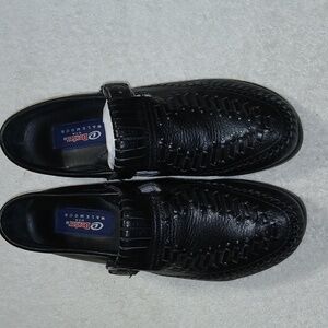 Dexter Comfort Black Leather Mary Jane Buckle Strap Loafers Woman’s 8